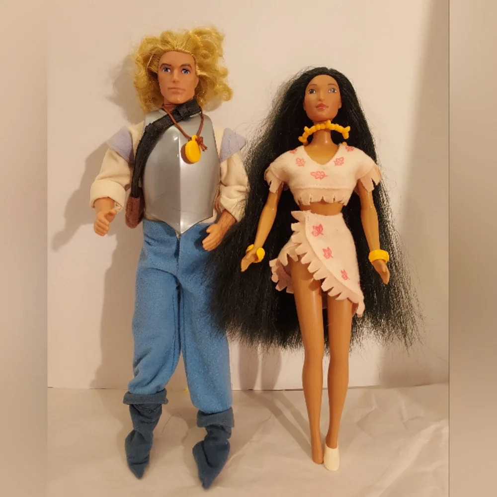 Vintage Disney Pocahontas & John Smith Barbie Dolls